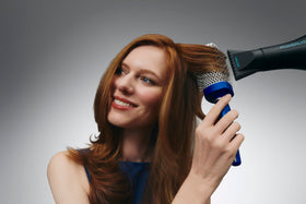 Bio Ionic BlueWave NanoIonic crimped bristles close-up improving tension and shine.