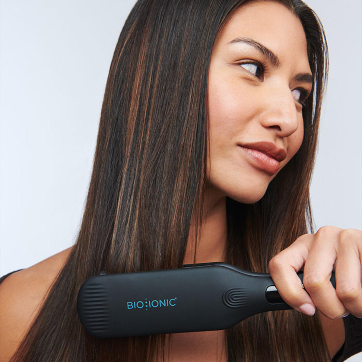 Bio Ionic OnePass 1.5-inch plates cover large sections for faster, even straightening.