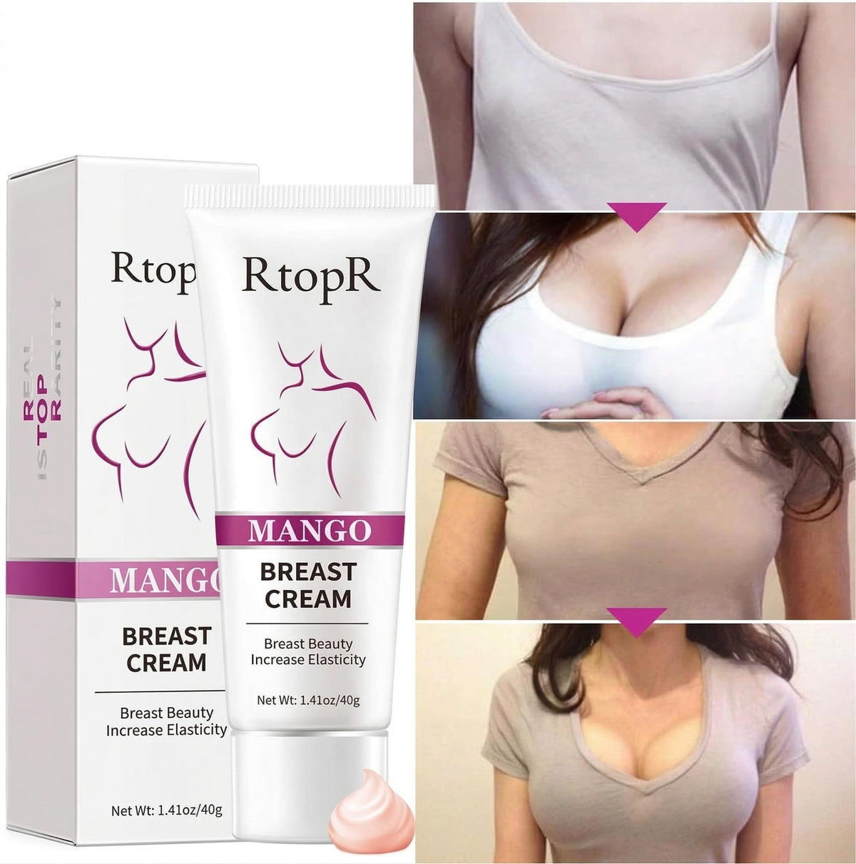BIOKUSY breast volume boost cream close up shows rich texture