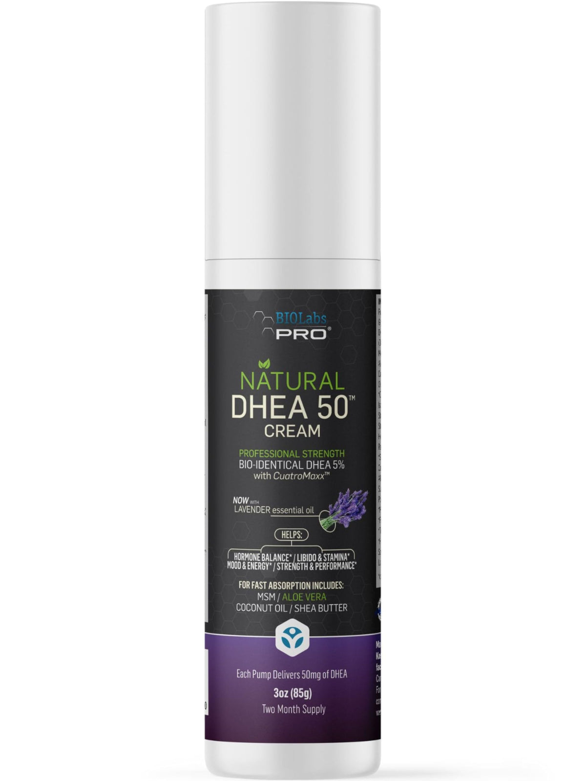 BIOLABS PRO DHEA cream 50mg bottle for daily use.