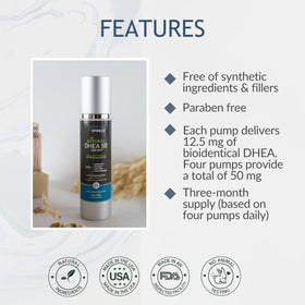 BIOLABS PRO DHEA Cream features aloe, shea, and oils for gentle hydration.