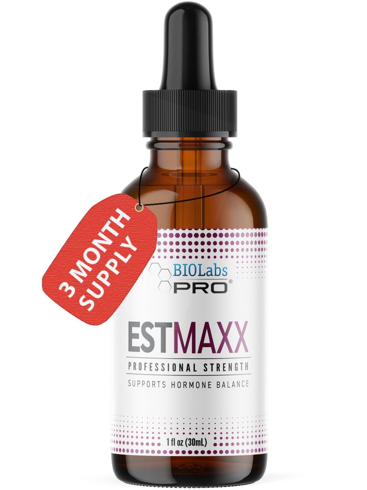 BIOLABS PRO Est MAXX Oil bottle and dropper for daily wellness routine