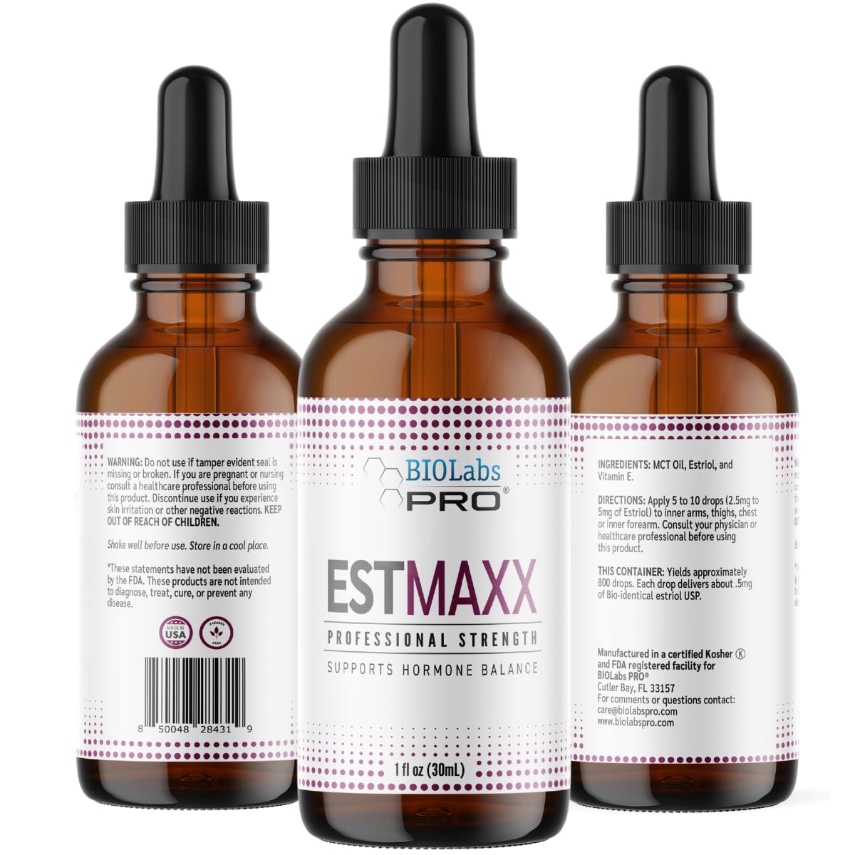 BIOLABS PRO Est MAXX Oil label highlighting natural ingredients