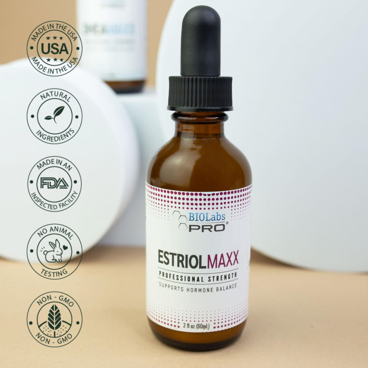 BIOLABS PRO Estri Oil applied to skin for potential moisturization.
