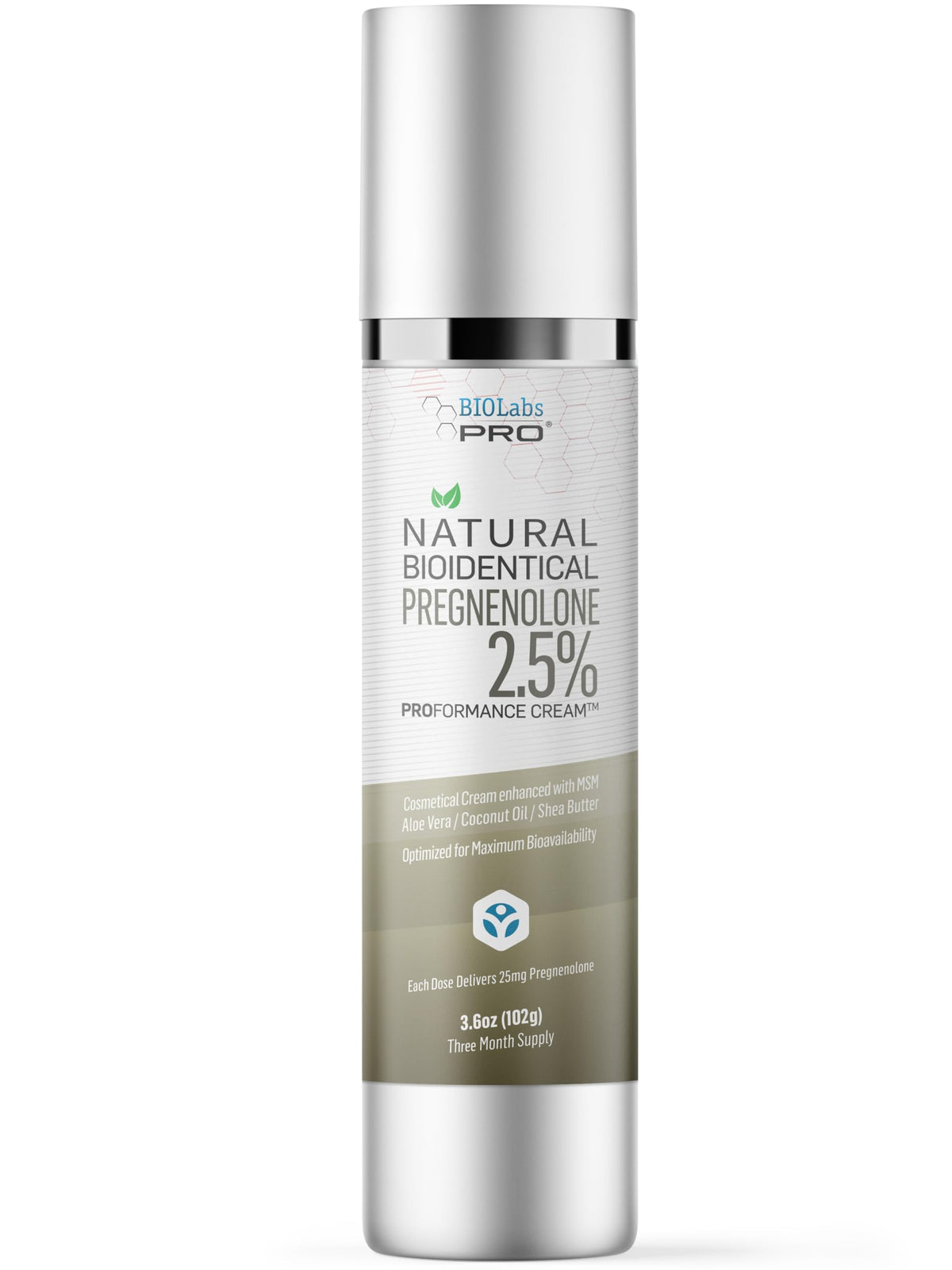 BIOLABS PRO Pregnenolone Cream bottle front view for daily wellness support