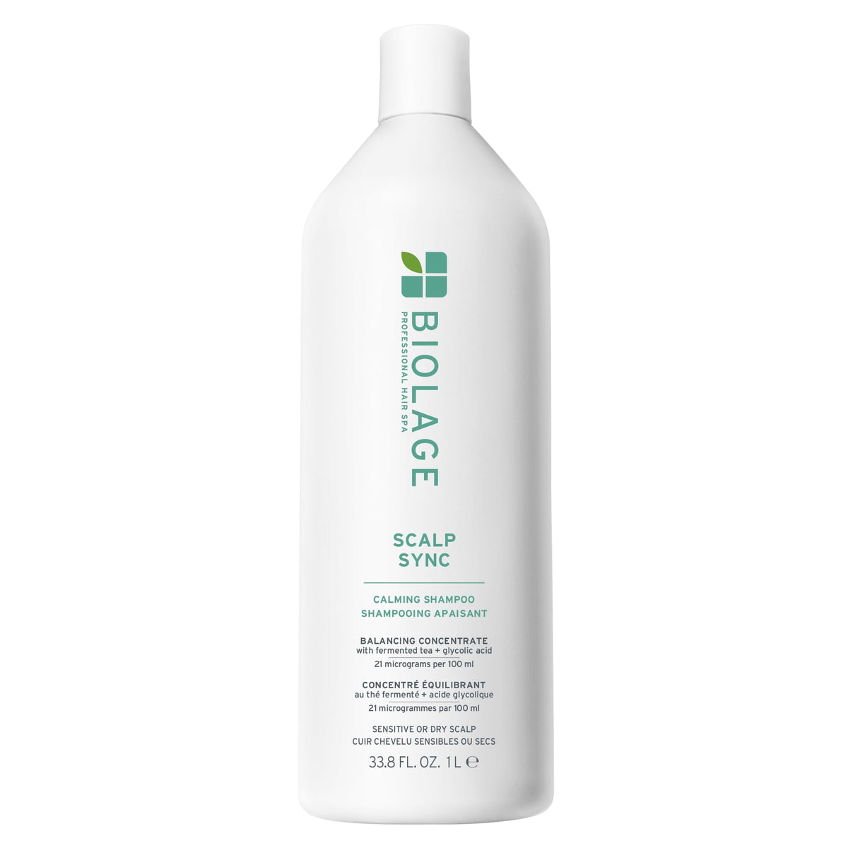 Biolage Scalp Sync Calming Shampoo bottle delivering lightweight hydration for dry scalp