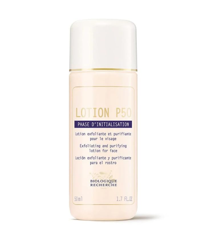 Biologique Recherche Lotion P50 travel-size bottle for refreshed, balanced skin.