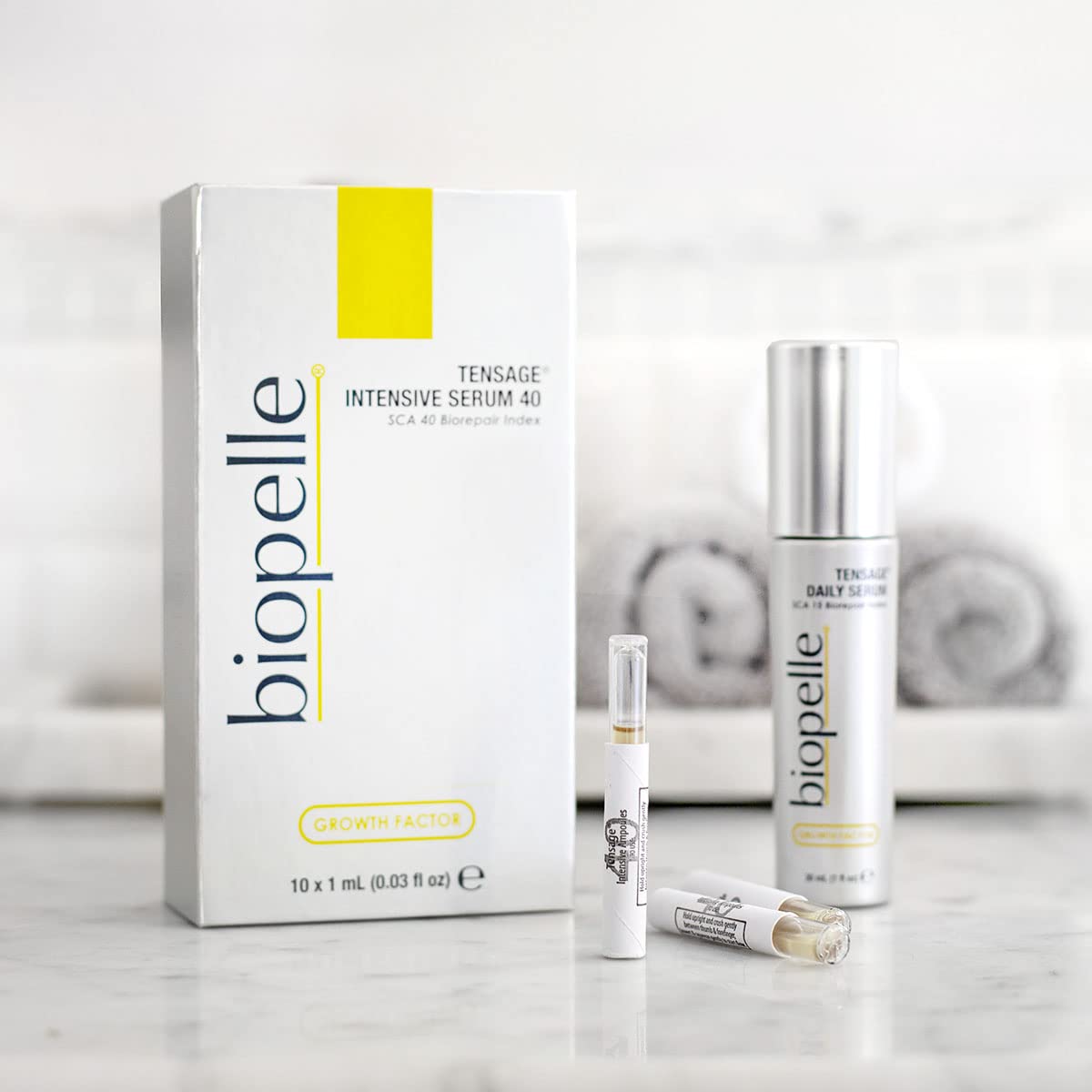 Biopelle Intensive Boost ampoule demonstrates daily renewal potential.