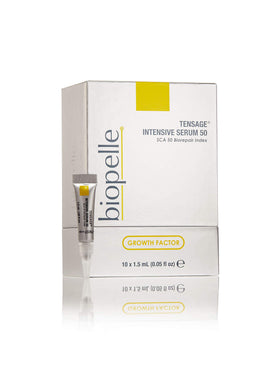 Biopelle Tensage Intensive Serum bottle highlighting SCA Biorepair technology for skin resilience