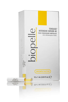 Biopelle Tensage Intensive Serum 40 ampoule bottle highlighting post-procedure support.