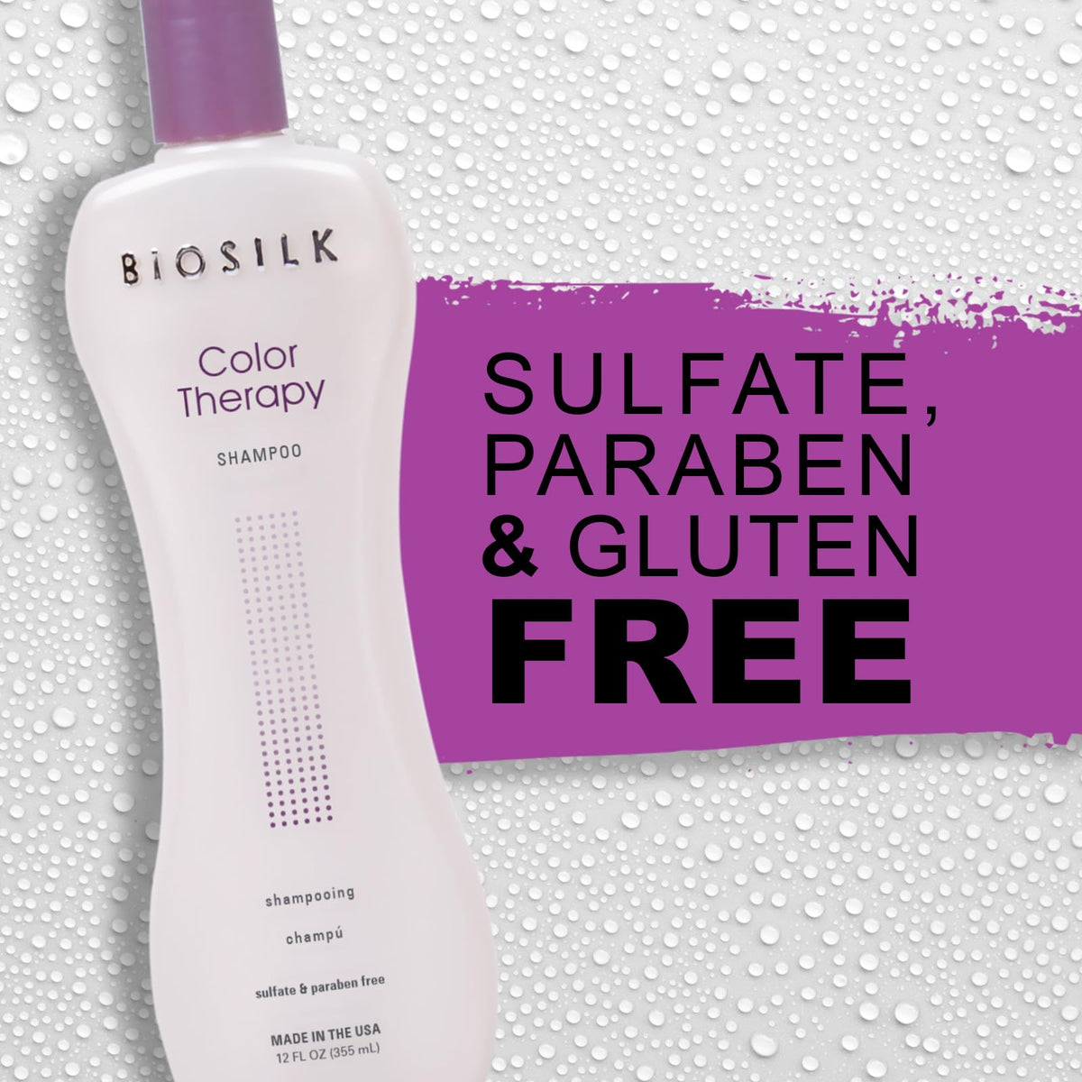 BioSilk Color Therapy Shampoo packaging highlighting sulfate-free formula.