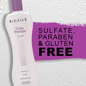 BioSilk Color Therapy Shampoo packaging highlighting sulfate-free formula.