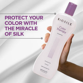 Silk protein detail from BioSilk Color Therapy Shampoo for smoother hair.