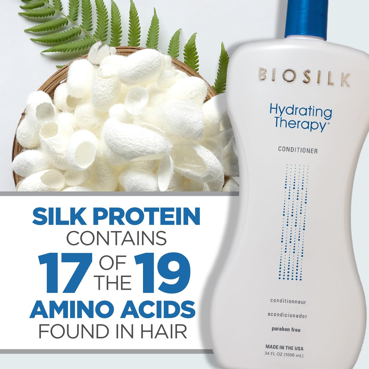 BioSilk Hydrating Therapy Conditioner results show shiny, moisturized hair.