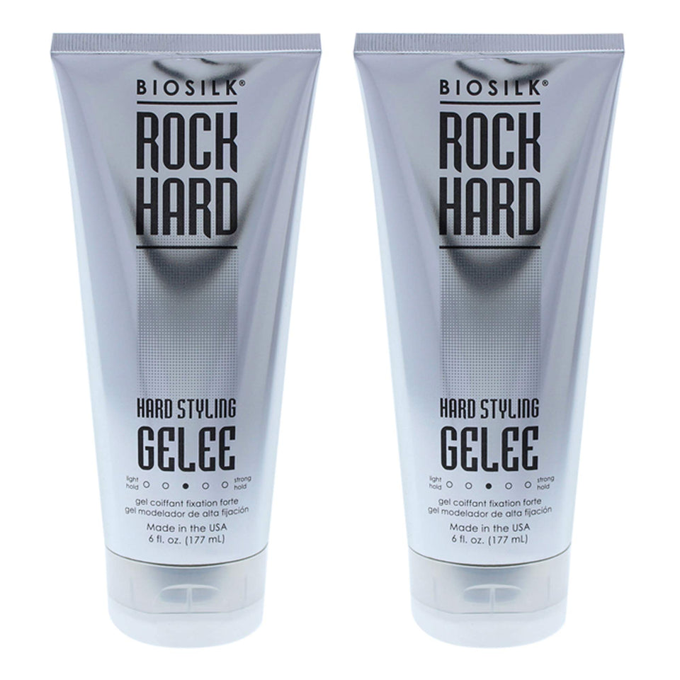 BioSilk Rock Hard Gel bottle for strong hold and versatile styling.