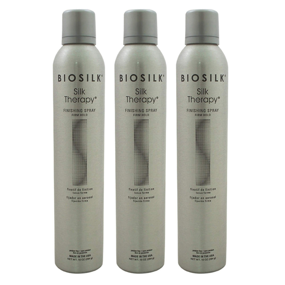 BioSilk Silk Therapy Finishing Spray, firm hold and shine for all-day style.