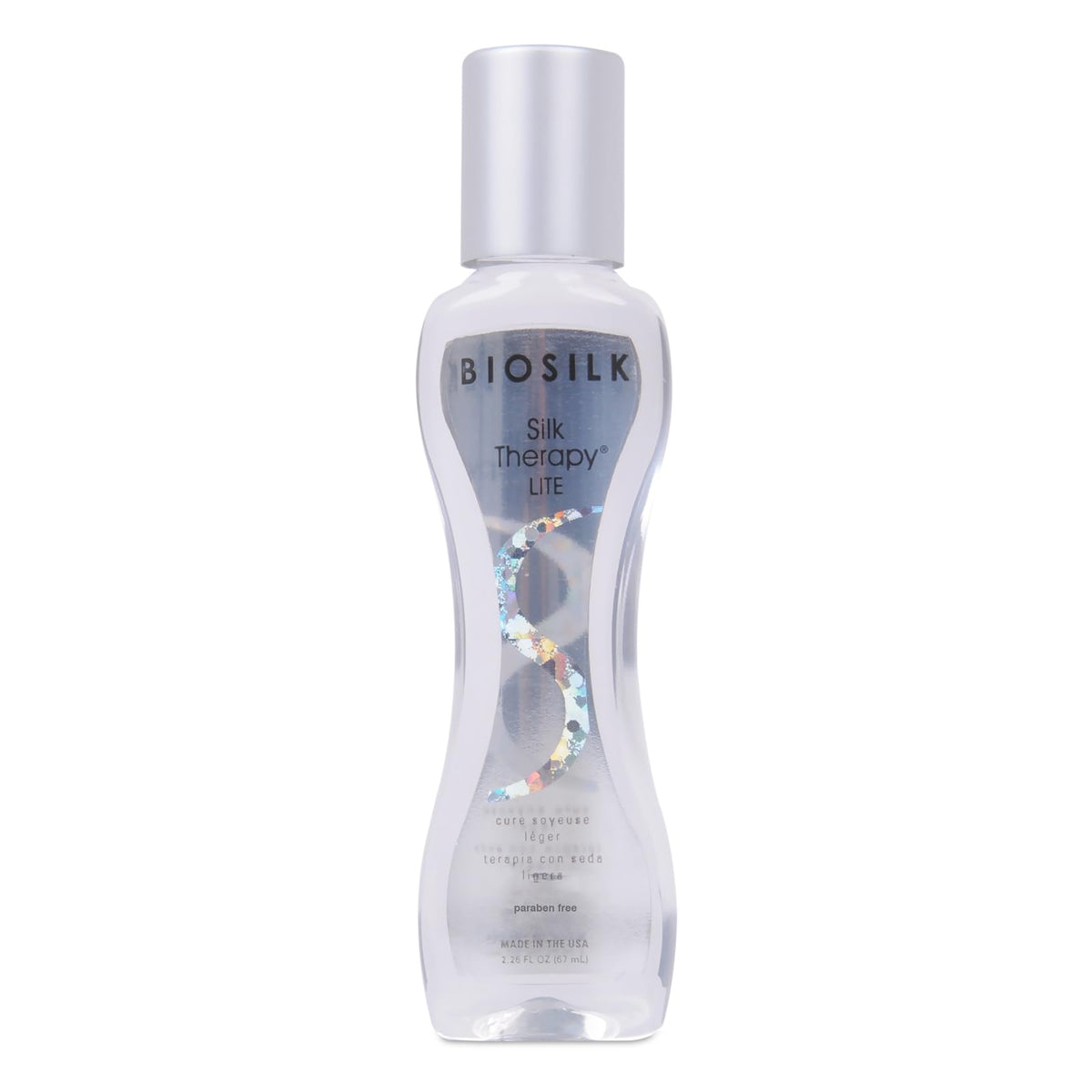 BioSilk Silk Therapy Lite bottle front showing sleek packaging for quick smoothing