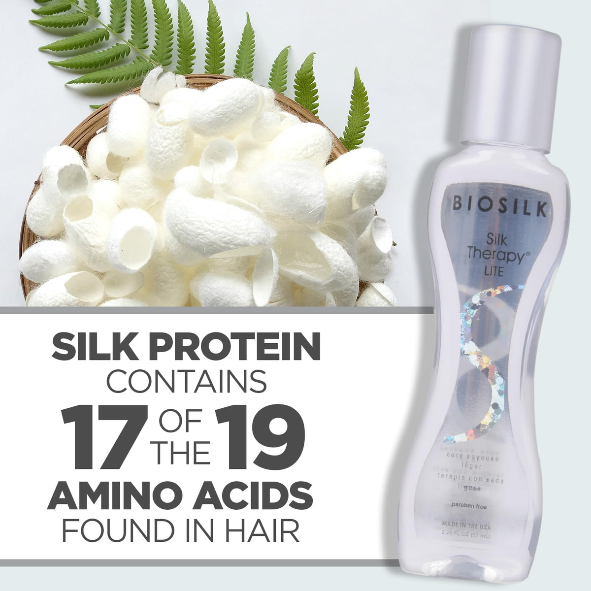 Close-up texture of BioSilk Silk Therapy Lite ultra-light formula for easy styling