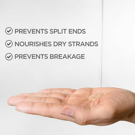 BioSilk Silk Therapy Original bottle demonstrates shine-boosting benefits for glossy, frizz-free strands.