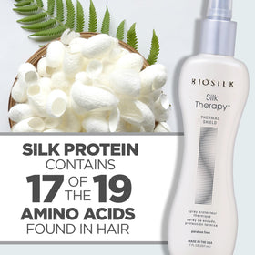 BioSilk Silk Therapy Thermal Shield after styling shows radiant glow.