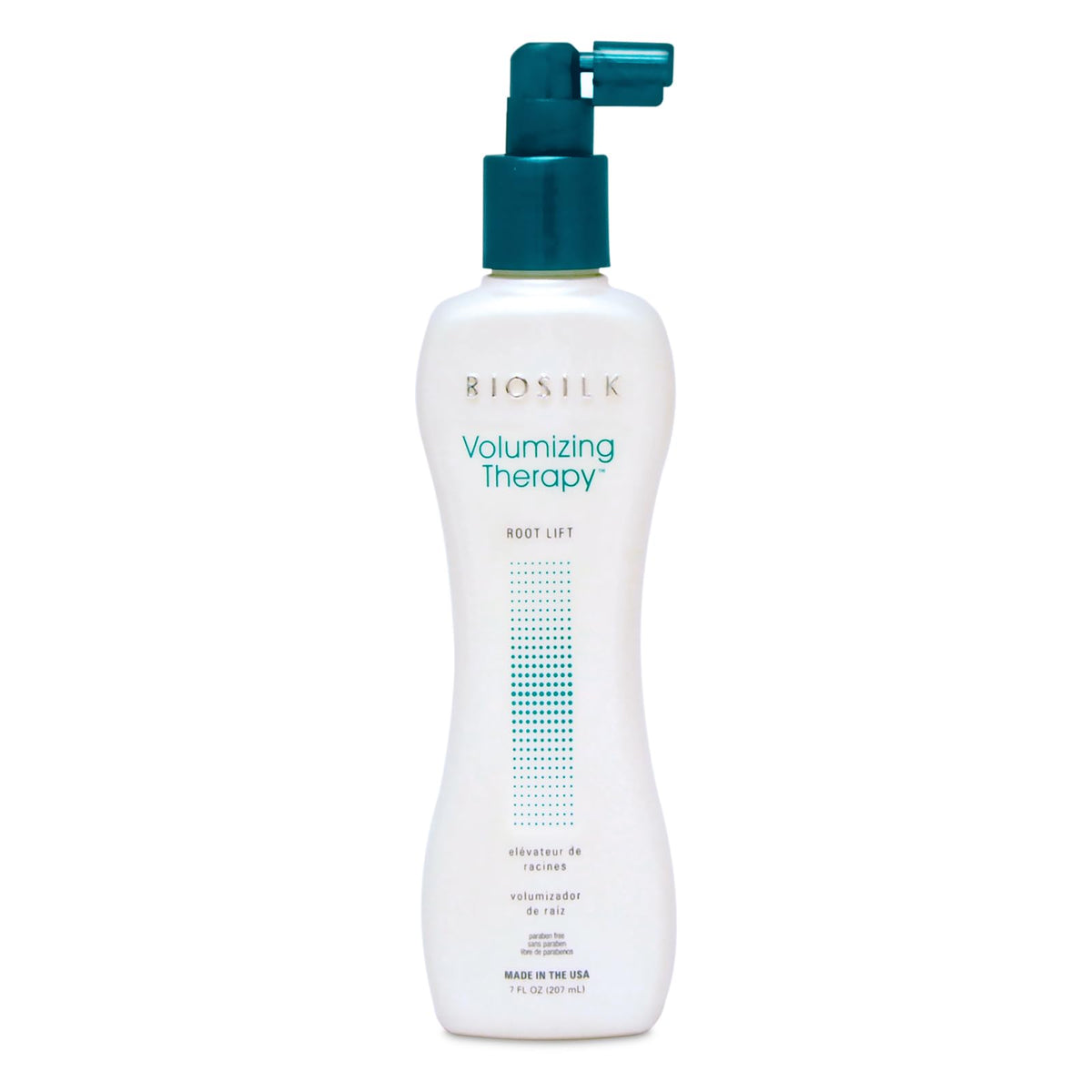 BioSilk Volumizing Therapy Root Lift bottle showing root lift for fuller hair.