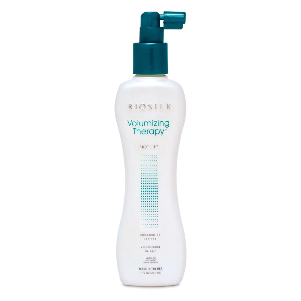 BioSilk Volumizing Therapy Root Lift bottle showing root lift for fuller hair.