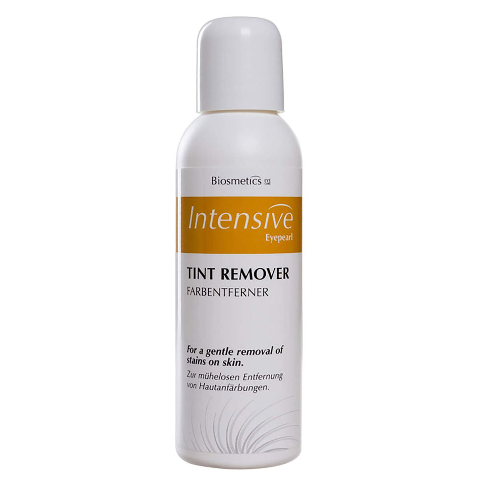 Biosmetics Intensive Tint Remover for hand stain cleanup after lash tinting; professional use.