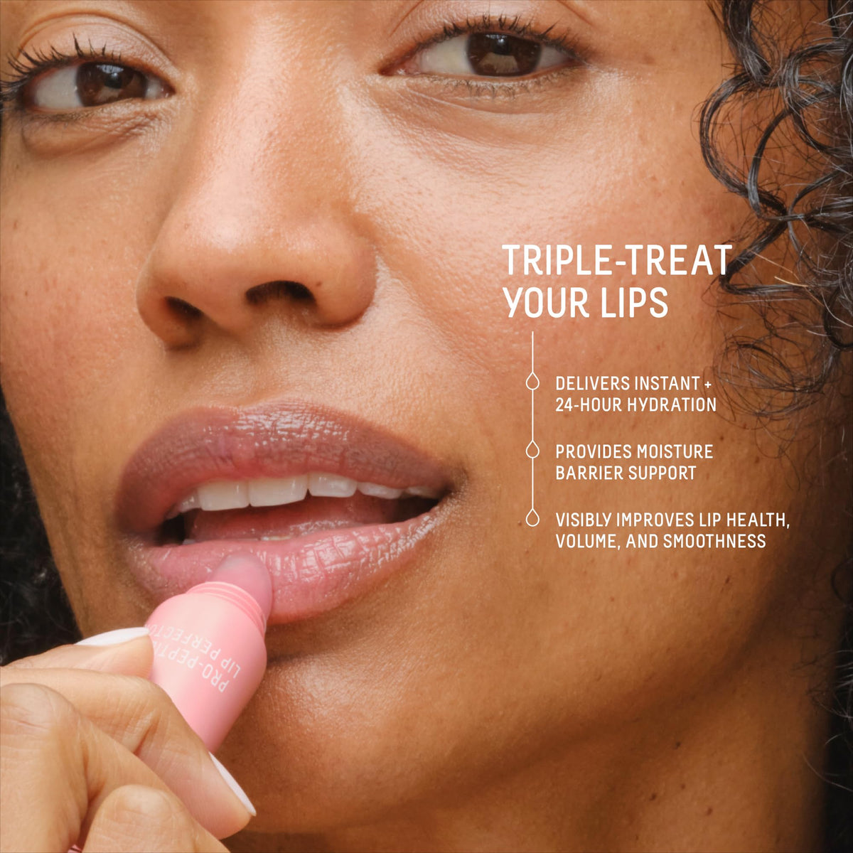 BIOSSANCE Pro-Peptide Lip Perfector 24-hour moisture keeps lips comfortable throughout the day.