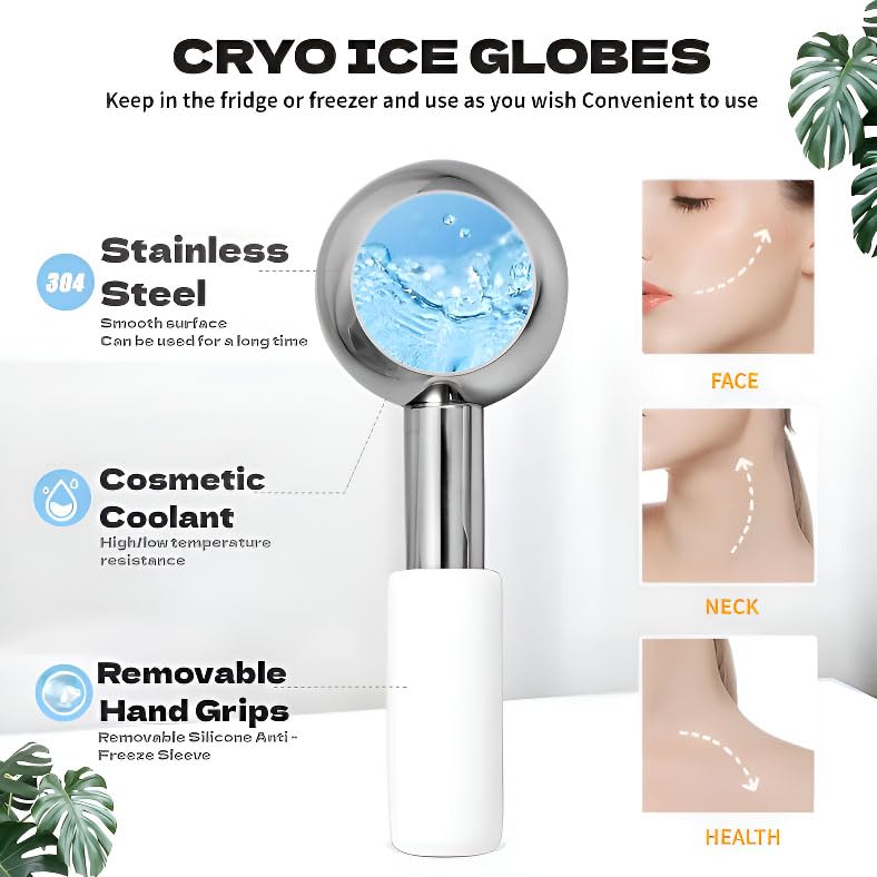 BIOESTHE Ergonomic Ice Globes contour to facial curves for smooth massage