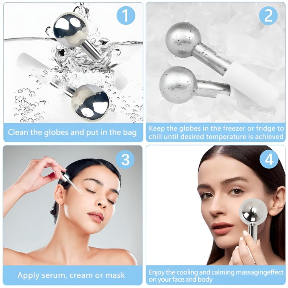 BIOESTHE Two-pack Ice Globes with rubber holders for warm hands