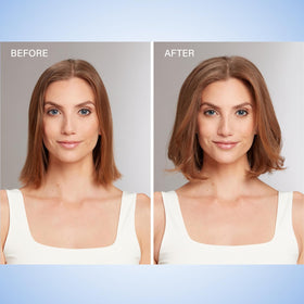 Before-and-after view suggests added volume with Biotera Gelee on fine hair.