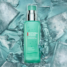 Biotherm Aquapower Advanced Gel on face demonstrates instant refreshment