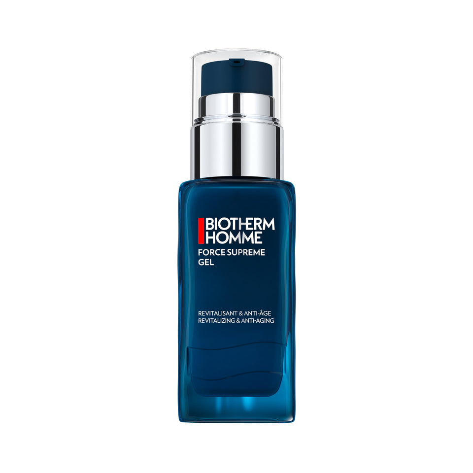 Biotherm Force Supreme Gel with blue algae extract for revitalized skin.
