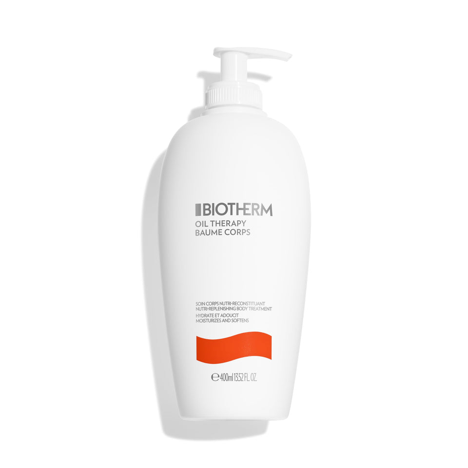 Biotherm Oil Therapy Body Milk bottle shown for easy daily hydration