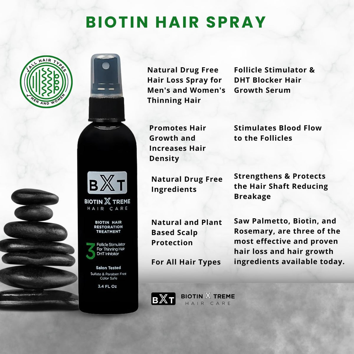 Biotin Xtreme Growth Serum being applied to damp scalp for fullness