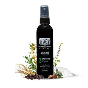 Biotin Xtreme Hair Restoration Spray bottle ready for scalp nourishment