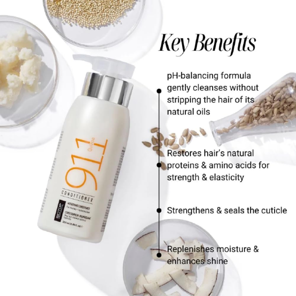 Biotop Professional 911 Quinoa Conditioner ingredients panel showing quinoa and argan oil