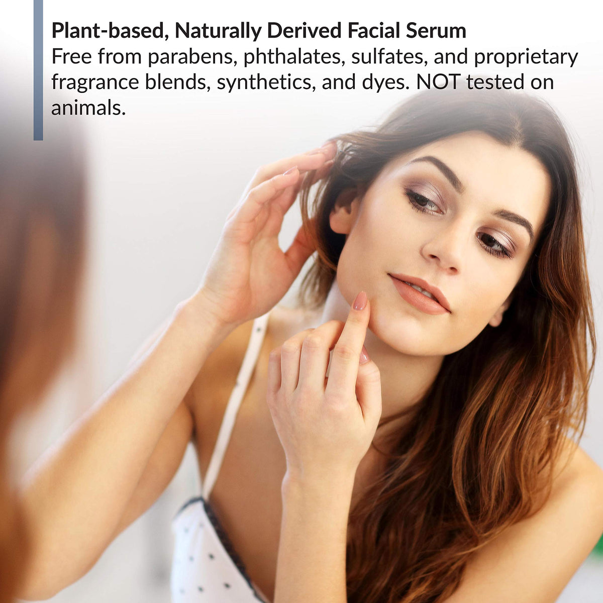 BioTrust Ageless Glow application on cheek demonstrating smooth, nourished skin