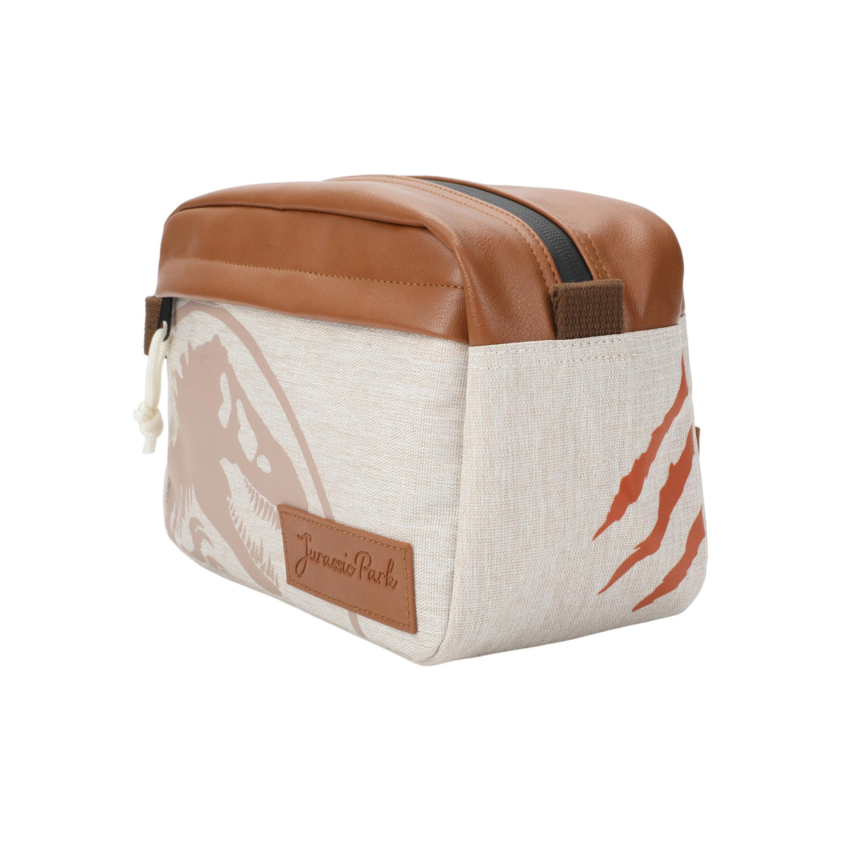 Bioworld Jurassic Park Park Ranger Travel Cosmetic Bag logo detail enhances branding