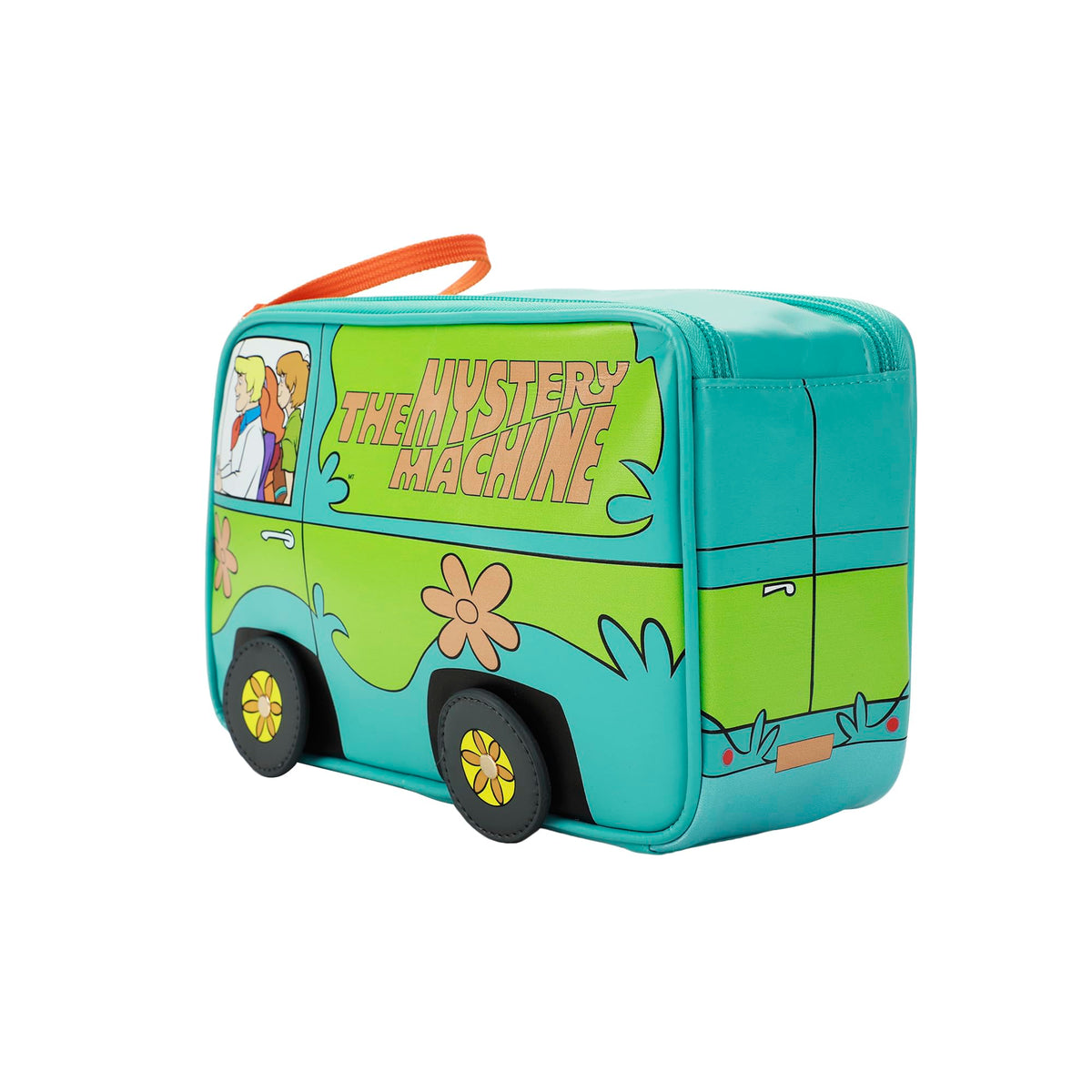 Bioworld Scooby-Doo Mystery Machine open top showing double zipper access for easy packing