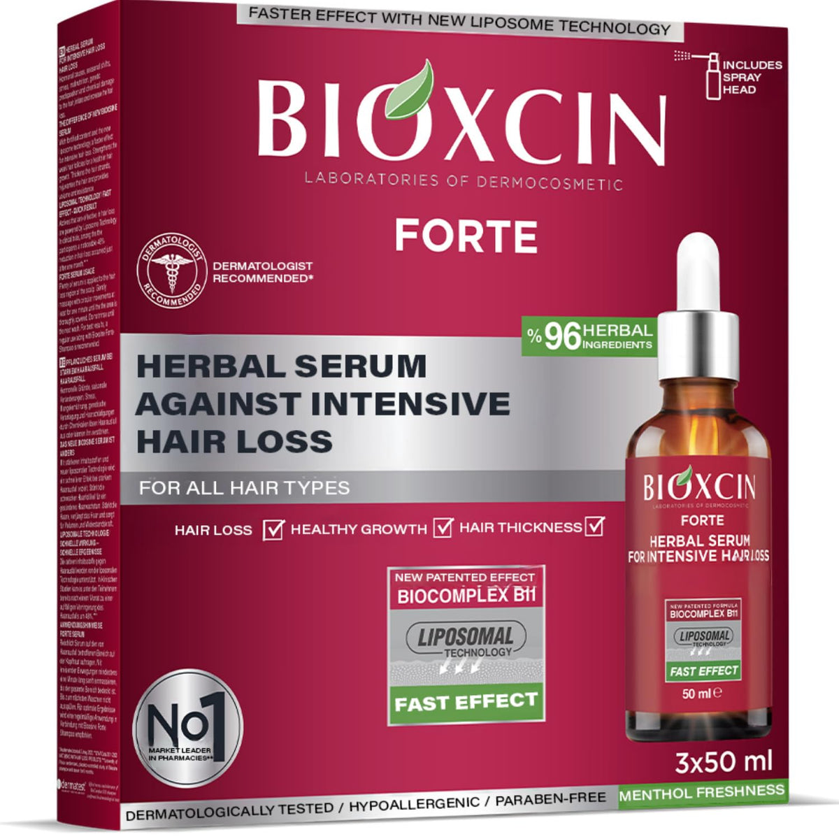 BIOXCIN anti-hair loss serum bottle close-up for nourishing, healthier-looking hair.