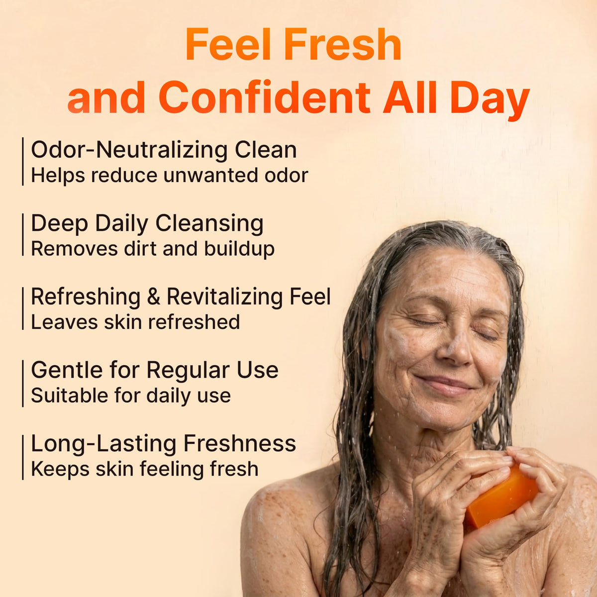 BIOXI daily-use cleansing image illustrating simple routine with lasting freshness