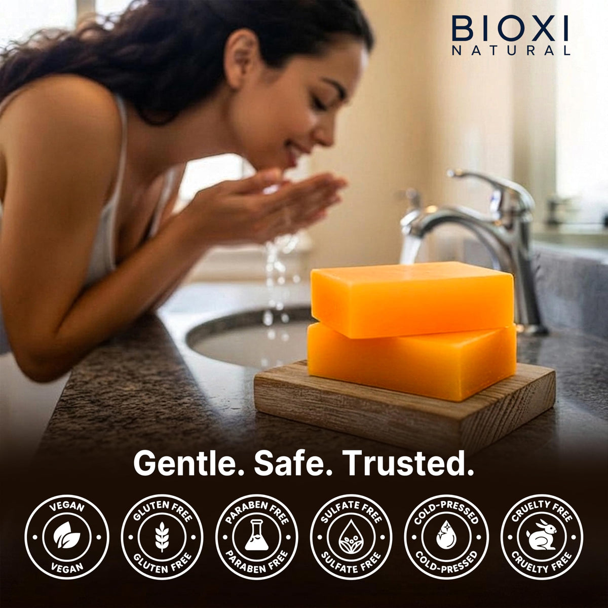 BIOXI Kojic Acid and Turmeric Soap Bar packaging and brand logo