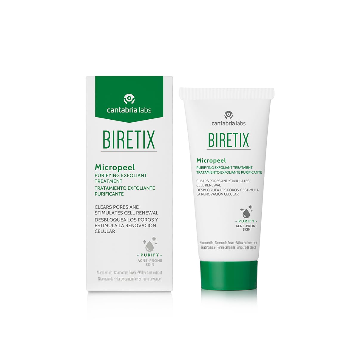 Biretix Micropeel bottle closeup showing the product for gentle exfoliation