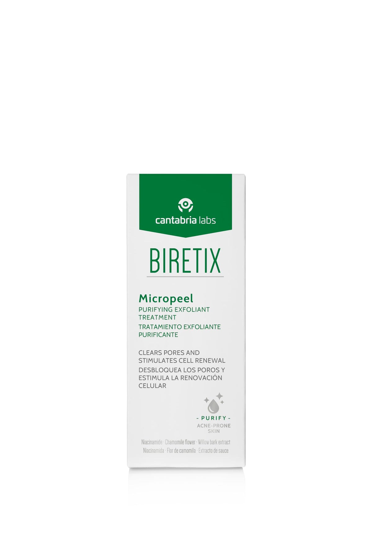 Biretix Micropeel packaging flatlay highlighting daily skincare ritual