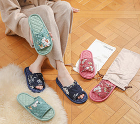 Biroris breathable 100% cotton slippers keep feet cool and fresh