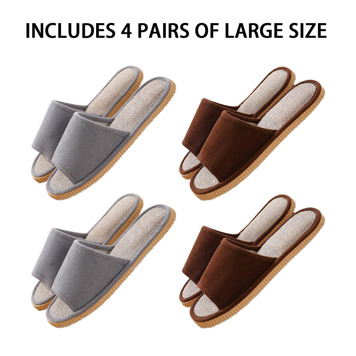 Biroris khaki medium disposable slippers, non-slip EVA sole for safe use
