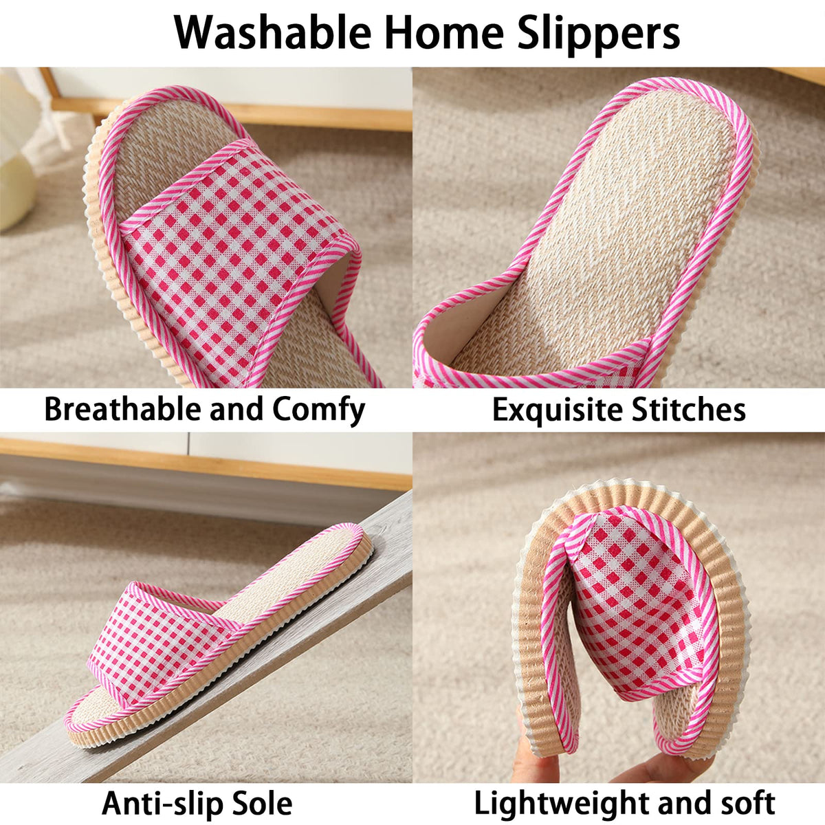 Biroris open-toe spa slippers; versatile home and hotel use.