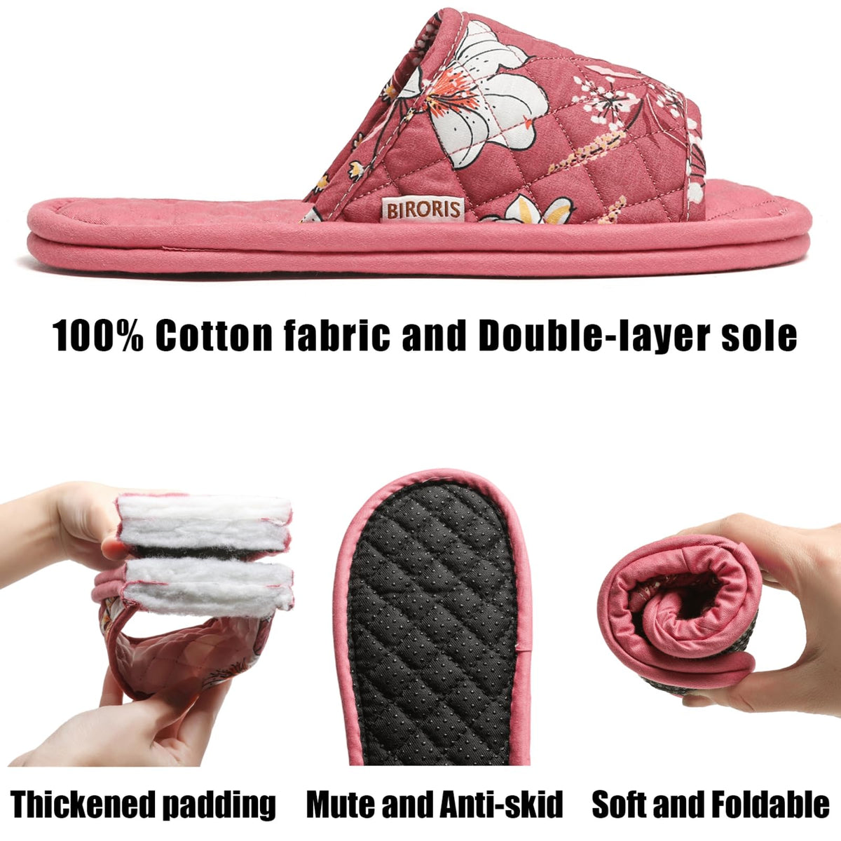 Biroris silicone-soft cloth sole provides quiet, anti-slip footing