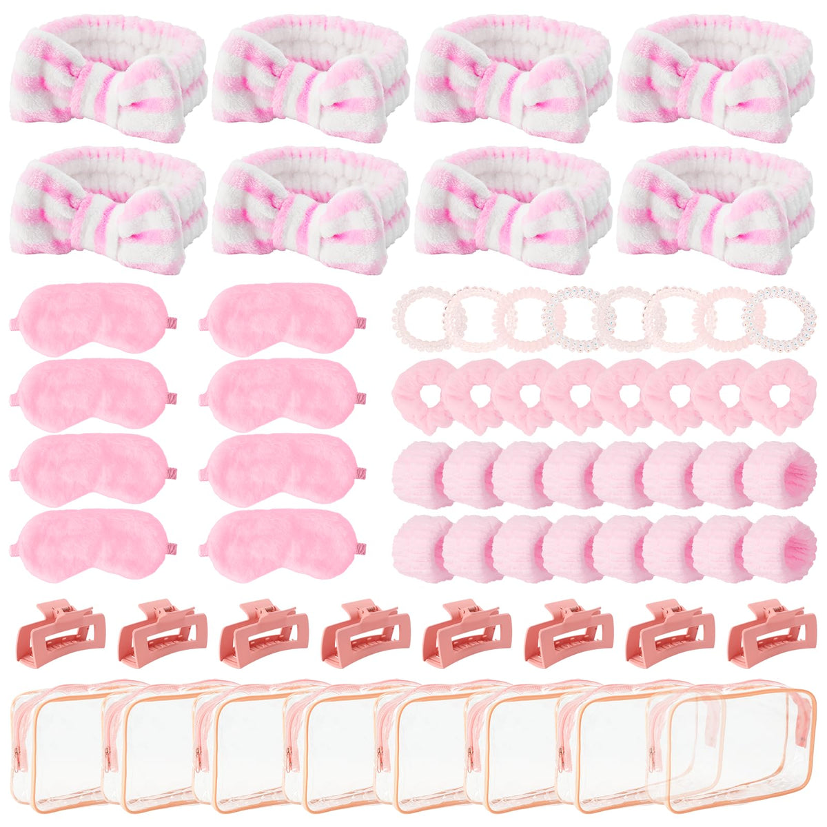 Biutee 64pc spa sleepover headbands offer comfortable styling for a girls' party.